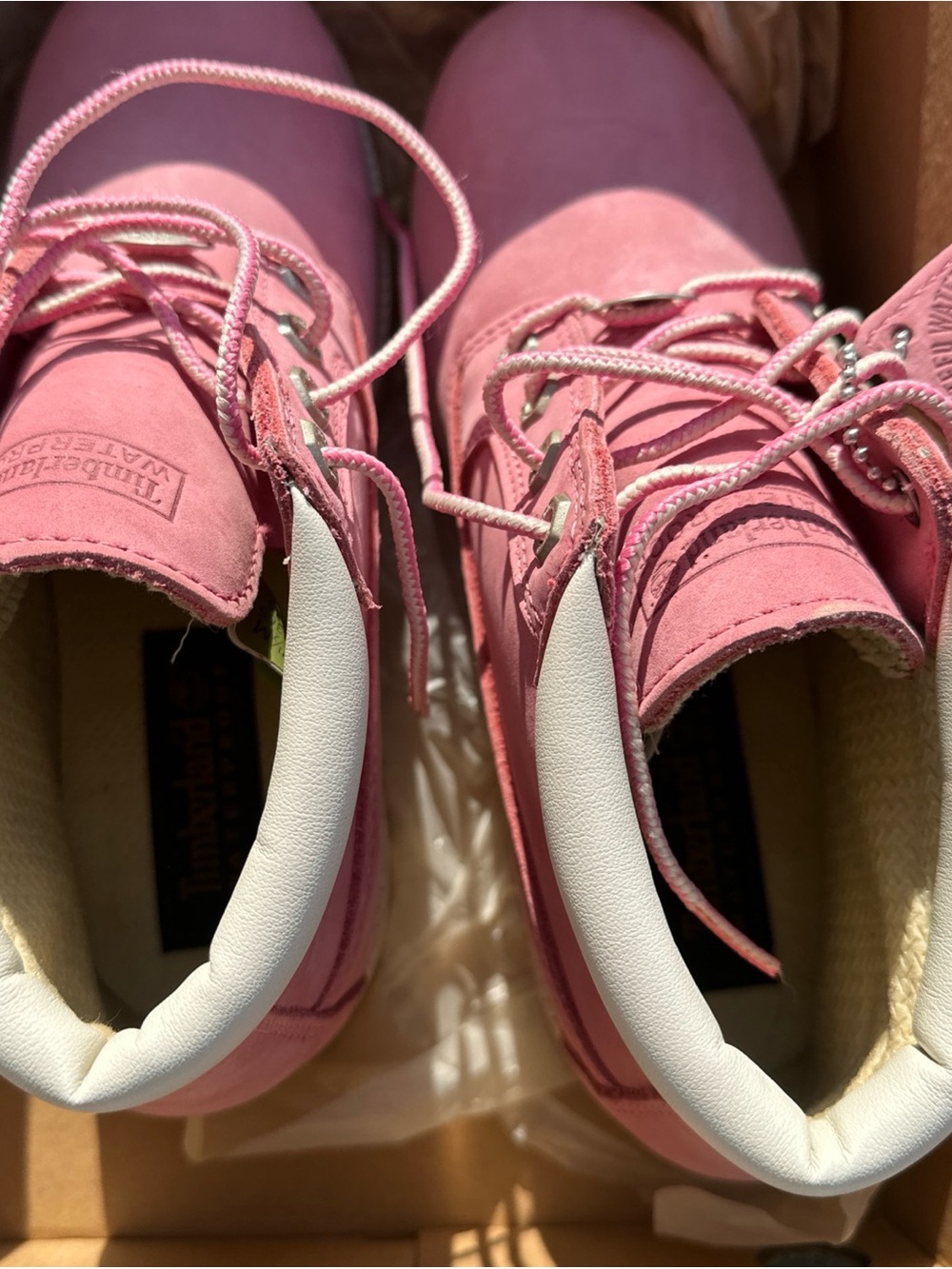 Timberland Women's Pink Lace-Up Waterproof Boots new/tags size 7.5M - Picture 10 of 10